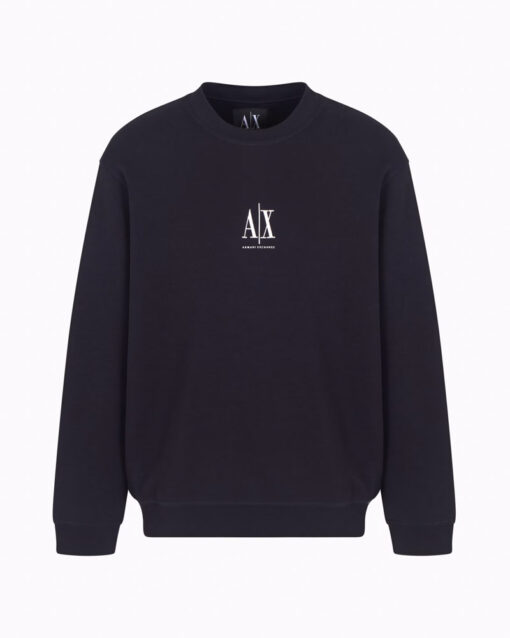 ARMANI EXCHANGE felpa blu girocollo da uomo-3