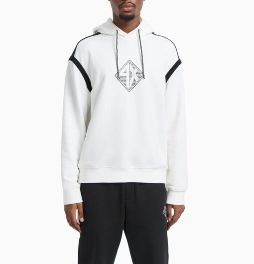 ARMANI EXCHANGE felpa uomo bianca con cappuccio e maxi logo