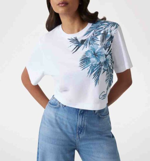 Maglietta corta GUESS donna con stampa floreale