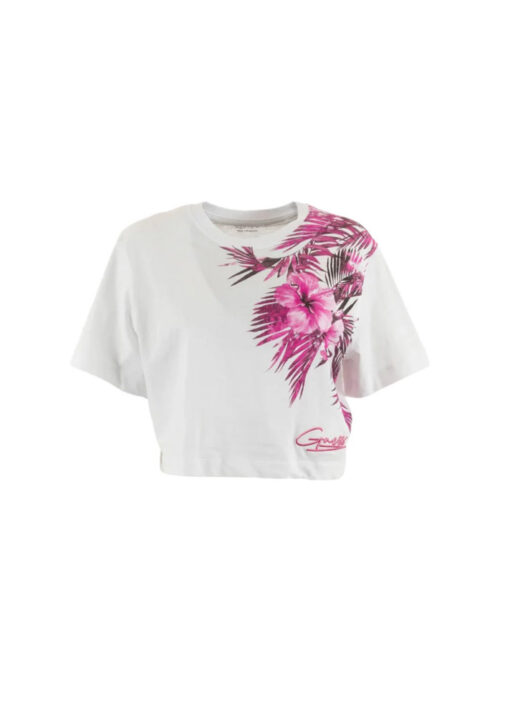 Maglietta corta GUESS donna con stampa floreale-5