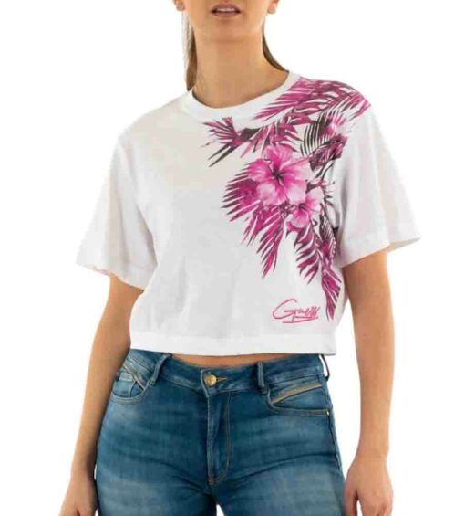 Maglietta corta GUESS donna con stampa floreale-6