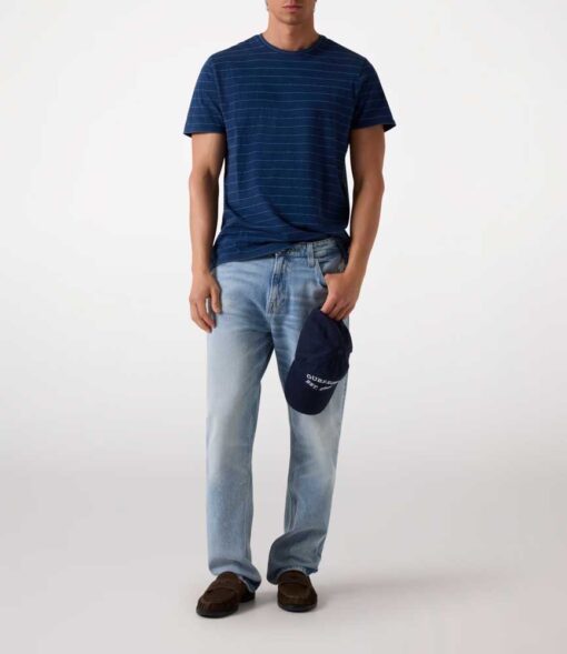 GUESS t-shirt a righe in puro cotone da uomo-2