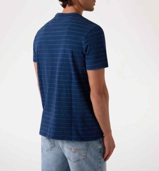 GUESS t-shirt a righe in puro cotone da uomo-3