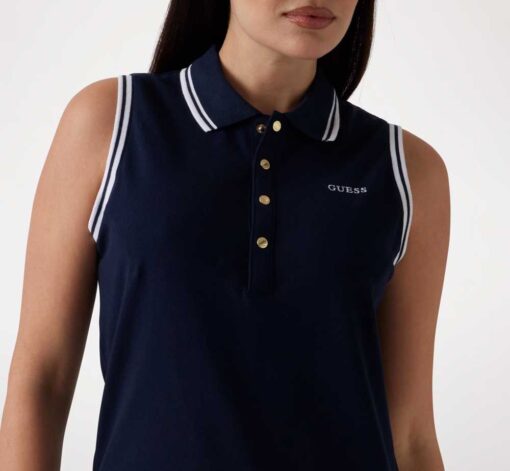 Vestito GUESS blu a polo senza maniche -5