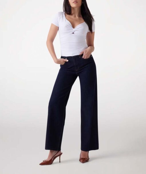 GUESS maglia bianca in modal con scollo a cuore-1