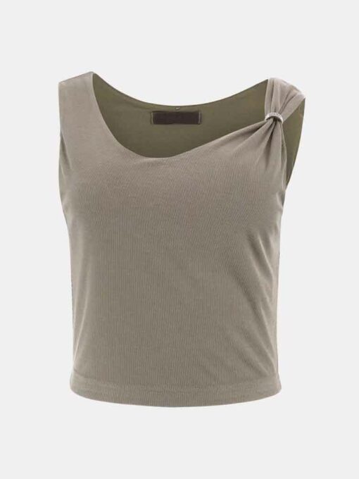 GUESS TOP VERDE CORTO CON DETTAGLIO GIOIELLO-3