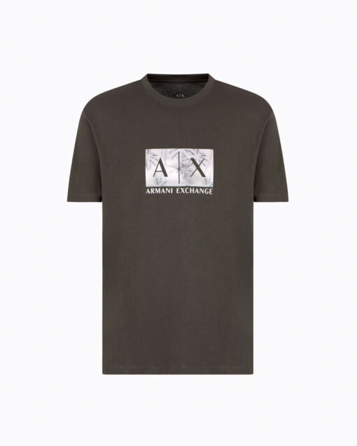 ARMANI EXCHANGE maglietta verde con stampa frontale da uomo-1