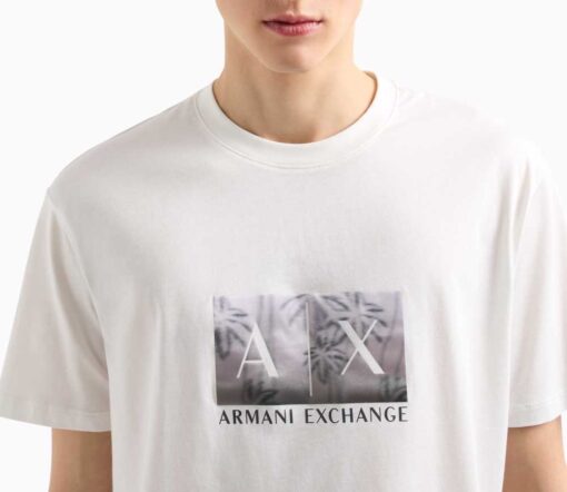 ARMANI EXCHANGE maglietta bianca con stampa frontale da uomo-4