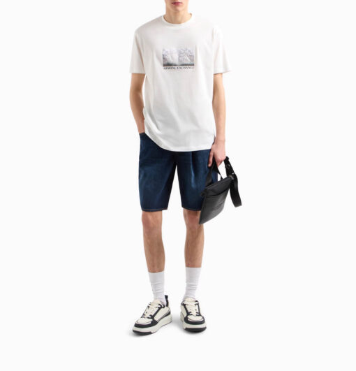 ARMANI EXCHANGE maglietta bianca con stampa frontale da uomo-3