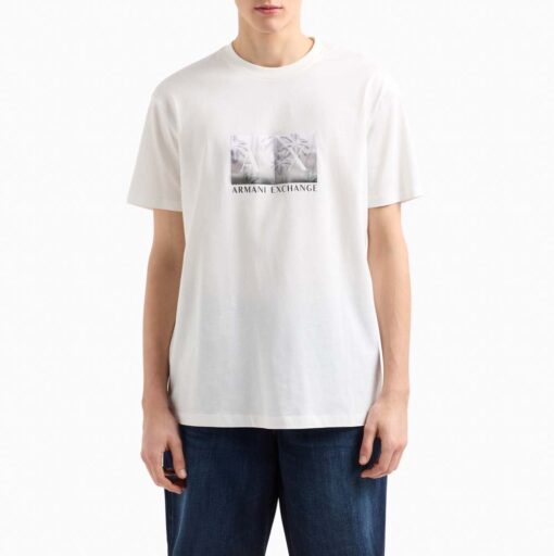 ARMANI EXCHANGE maglietta bianca con stampa frontale da uomo-2