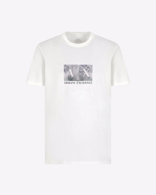 ARMANI EXCHANGE maglietta bianca con stampa frontale da uomo-1