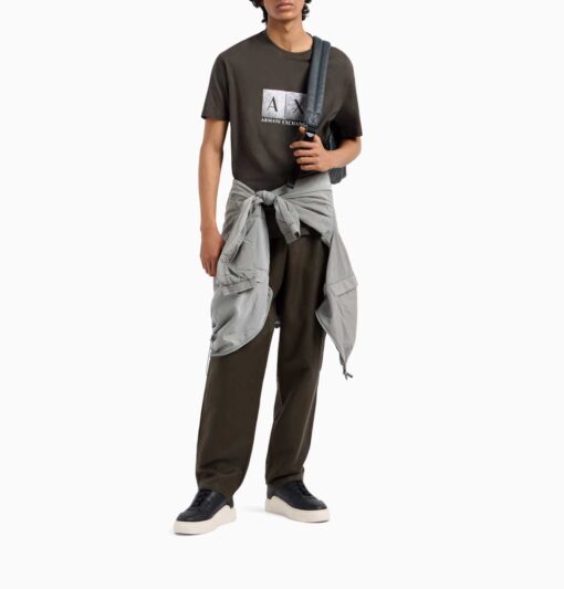 ARMANI EXCHANGE maglietta verde con stampa frontale da uomo-2