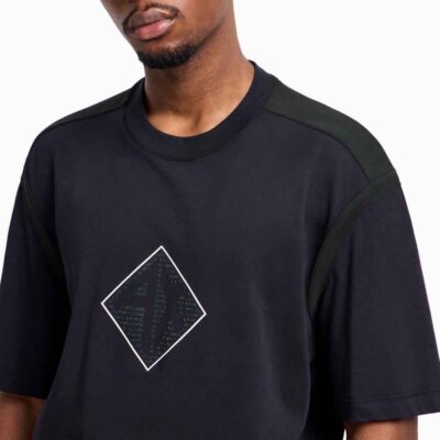 ARMANI EXCHANGE maglietta blu mezza manica regular fit in cotone