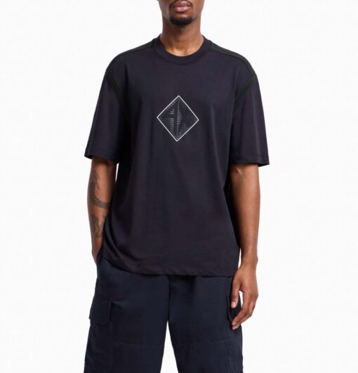 ARMANI EXCHANGE maglietta blu mezza manica regular fit in cotone-3