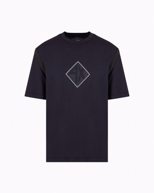 ARMANI EXCHANGE maglietta blu mezza manica regular fit in cotone-4