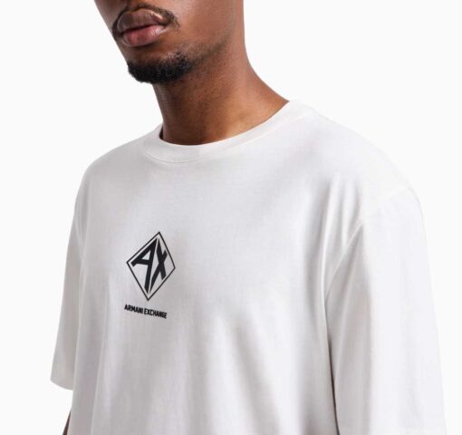 Maglietta ARMANI EXCHANGE bianca regular fit con stampa logo da uomo-4