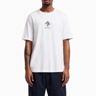 Maglietta ARMANI EXCHANGE bianca regular fit con stampa logo da uomo-2