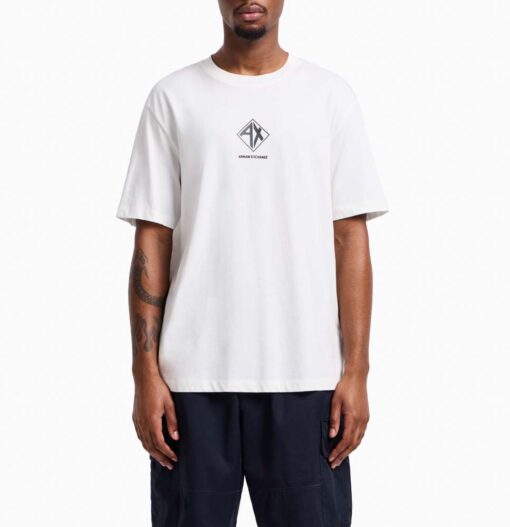 Maglietta ARMANI EXCHANGE bianca regular fit con stampa logo da uomo-2