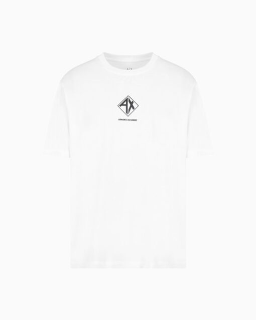 Maglietta ARMANI EXCHANGE bianca regular fit con stampa logo da uomo-1