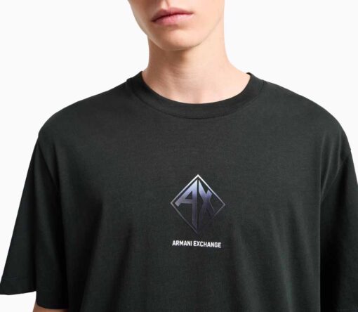 Maglietta ARMANI EXCHANGE verde regular fit con stampa logo da uomo-4