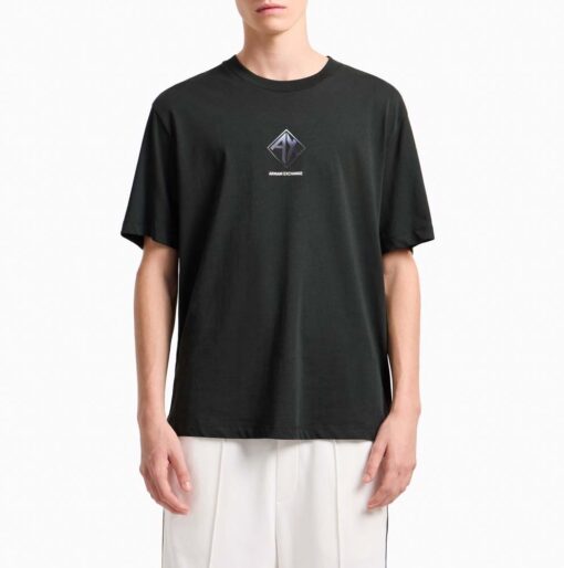 Maglietta ARMANI EXCHANGE verde regular fit con stampa logo da uomo-2
