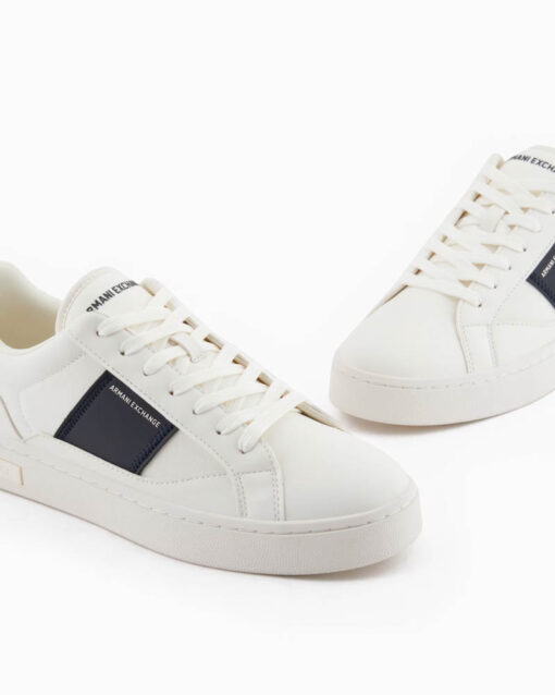 Scarpa allacciata bianca da uomo ARMANI EXCHANGE con banda laterale a contrasto -1