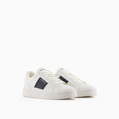 Scarpa allacciata bianca da uomo ARMANI EXCHANGE con banda laterale a contrasto