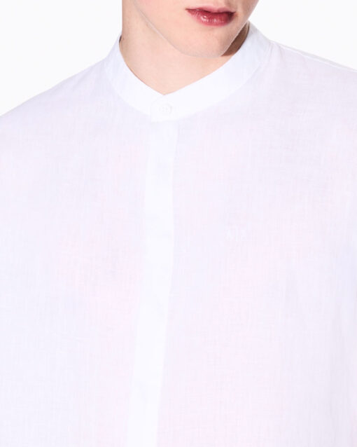 ARMANI EXCHANGE Camicia bianca collo coreana uomo -2