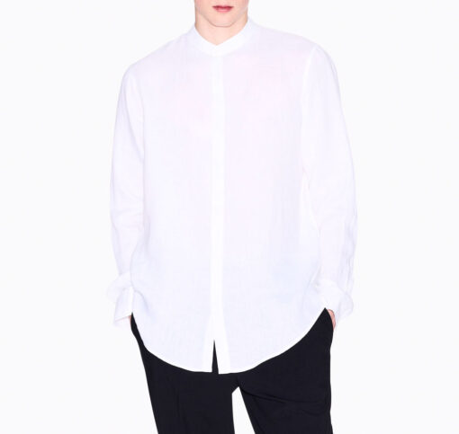 ARMANI EXCHANGE Camicia bianca collo coreana uomo