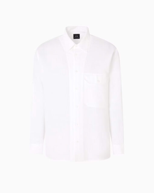 Camicia bianca ARMANI EXCHANGE in lino e cotone da uomo