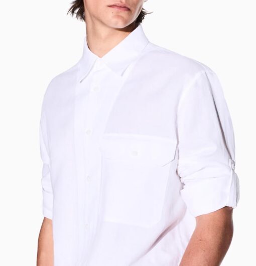 Camicia bianca ARMANI EXCHANGE in lino e cotone da uomo-2