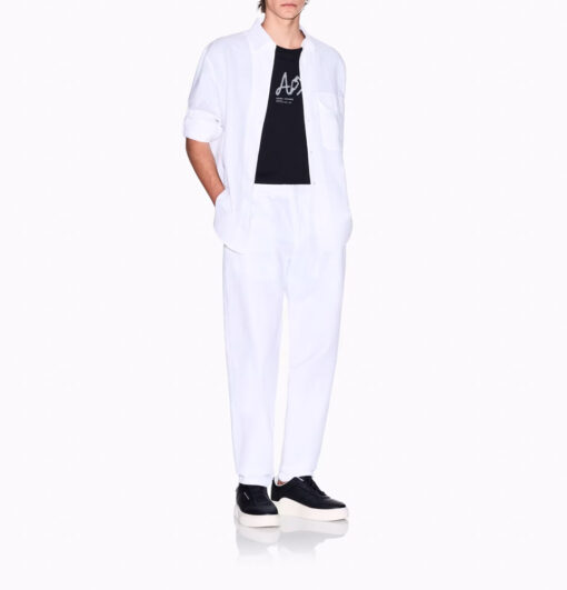 Camicia bianca ARMANI EXCHANGE in lino e cotone da uomo-3