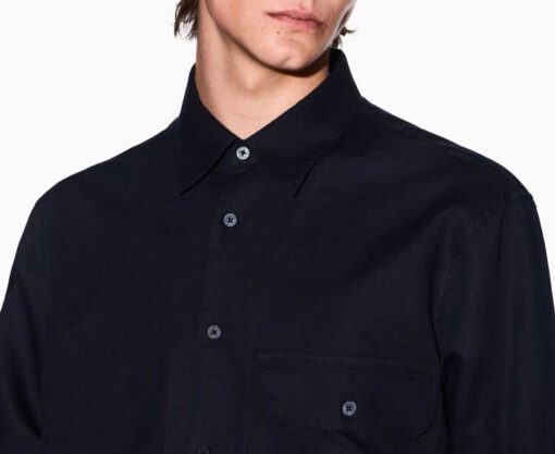 Camicia blu ARMANI EXCHANGE in lino e cotone da uomo-4