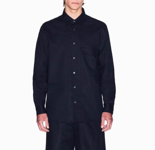 Camicia blu ARMANI EXCHANGE in lino e cotone da uomo-2