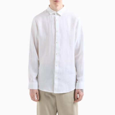 ARMANI EXCHANGE camicia in lino bianco da uomo