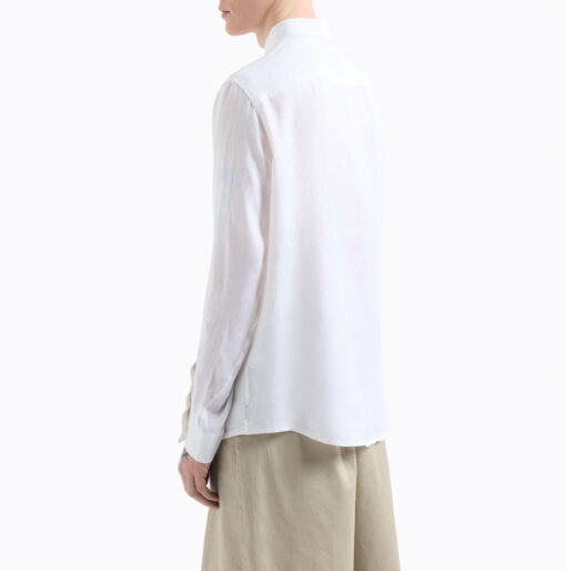 ARMANI EXCHANGE camicia in lino bianco da uomo -4