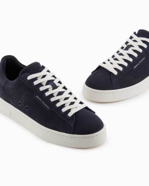 sneakers blu in vera pelle scamosciata da uomo ARMANI EXCHANGE-3