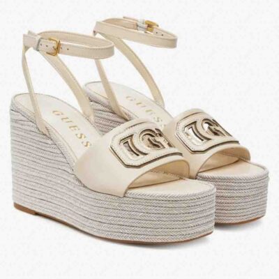 GUESS sandalo a zeppa beige da donna -4