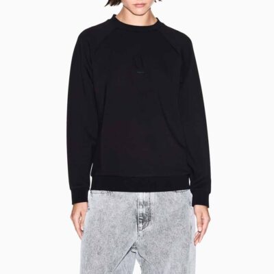 ARMANI EXCHANGE felpa donna girocollo nera con logo glitterato