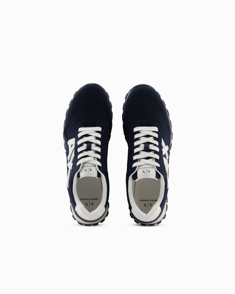 Sneakers blu ARMANI EXCHANGE da uomo con AX laterale bianca-5