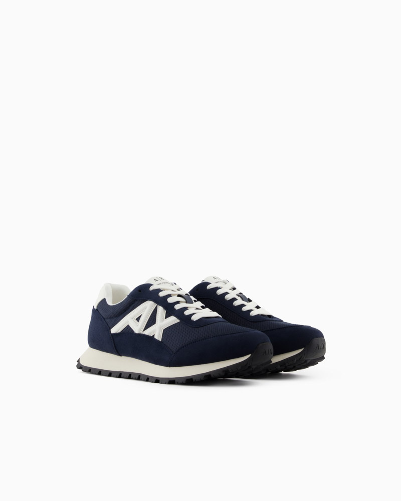 Sneakers blu ARMANI EXCHANGE da uomo con AX laterale bianca-2