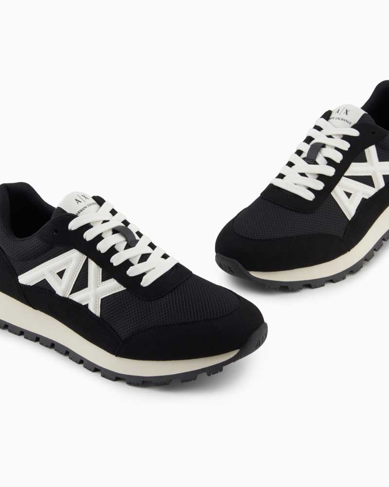 Sneakers nera ARMANI EXCHANGE da uomo con AX laterale bianca-4