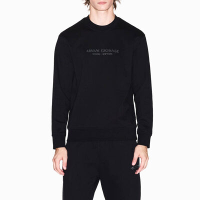 FELPA NERO UOMO ARMANI EXCHANGE GIROCOLLO LOGO TONO