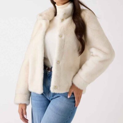 Giacca bianca donna GUESS in pelliccia sintetica -3