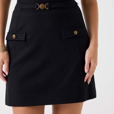 GUESS gonna nera corta donna con tasche laterali-3