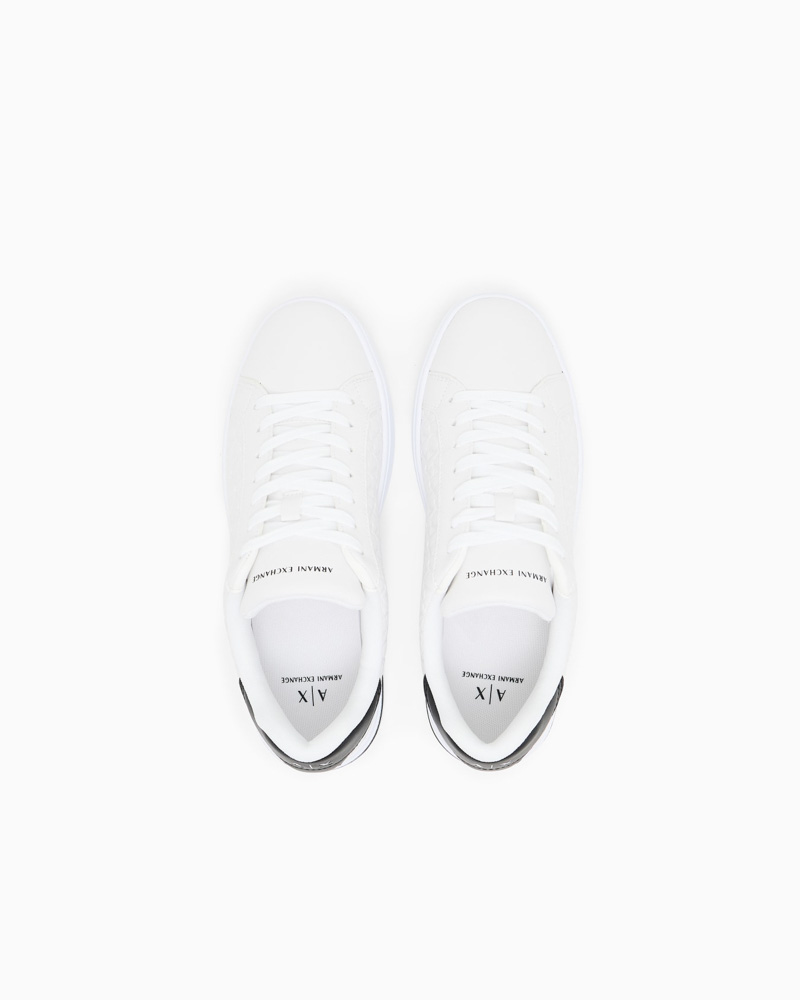 ARMANI EXCHANGE sneakers bianca uomo allacciata con logo a rilievo-2