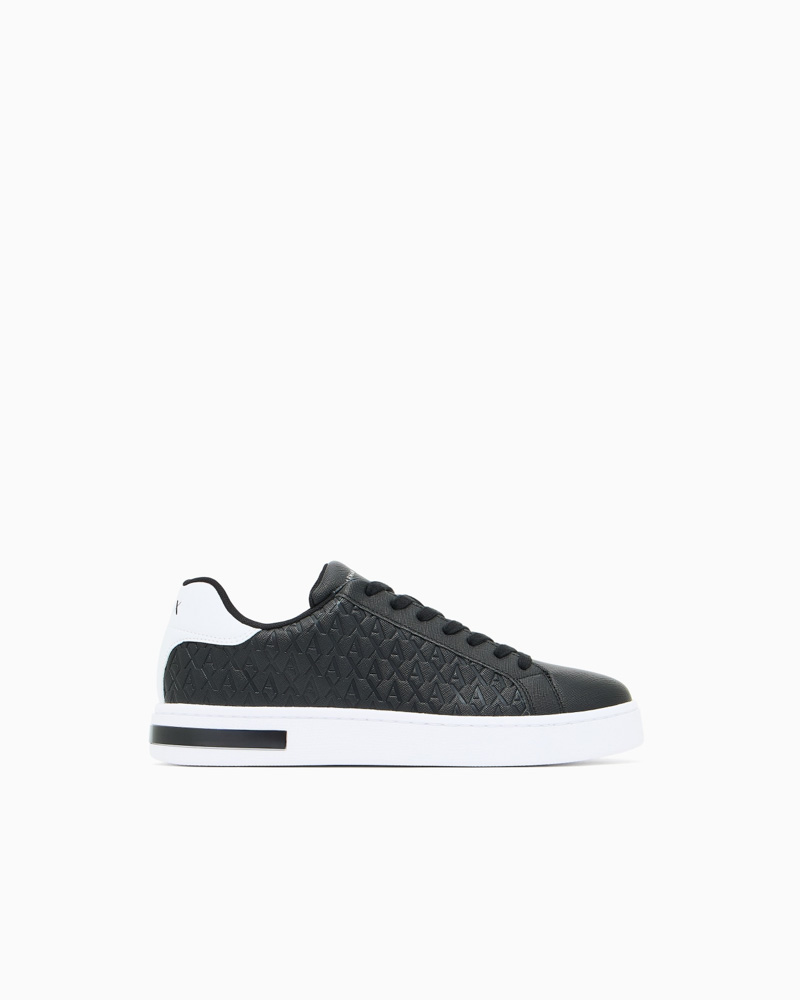 ARMANI EXCHANGE sneakers nera uomo allacciata con logo a rilievo