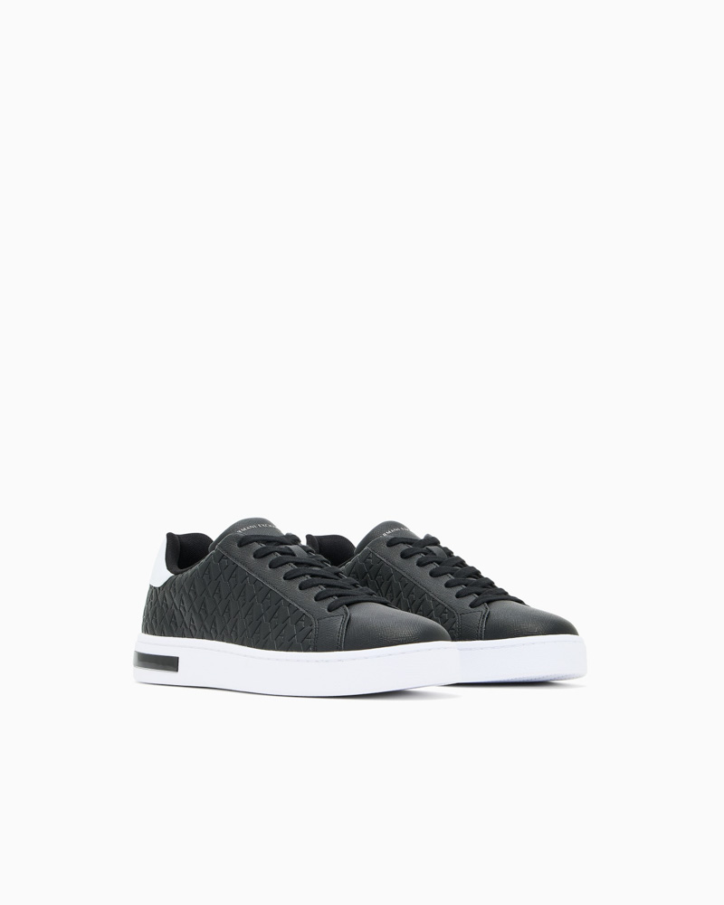 ARMANI EXCHANGE sneakers nera uomo allacciata con logo a rilievo-4