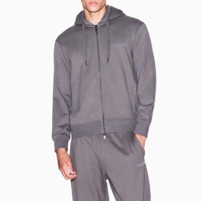 ARMANI EXCHANGE felpa uomo grigia con zip e cappuccio