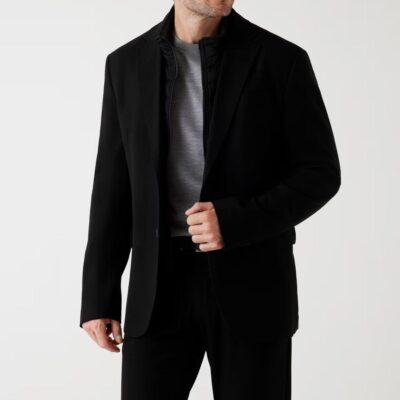Giacca nera uomo GUESS con gilet interno in misto lana e viscosa-3